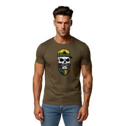 Vīriešu haki krekls Galvaskauss ar cepuri