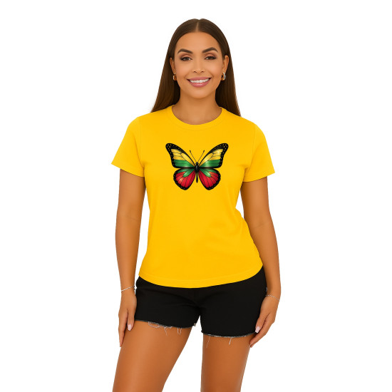 Sieviešu dzeltens T-krekls Butterfly PK4025