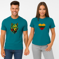 Tirkīza T-kreklu komplekts Heart Geometric Wolf Tirkīza T-kreklu komplekts Heart Geometric Wolf