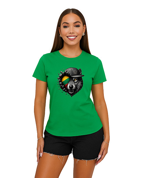 Sieviešu gaiši zaļas krekliņš „Vilks pelēks“
