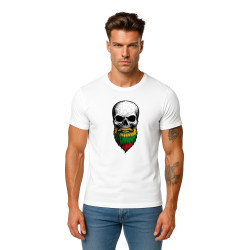 Vīriešu balts krekls Galvaskauss un bārda