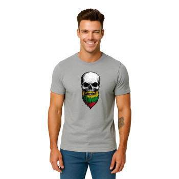Vīriešu gaiši pelēks T-krekls Skull and Beard