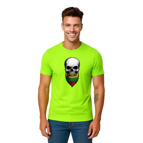 Vīriešu neona zaļš krekliņš Skull and Beard PK4015 - Piezīmes vīriešiem Vīriešu neona zaļš krekliņš Skull and Beard PK4015