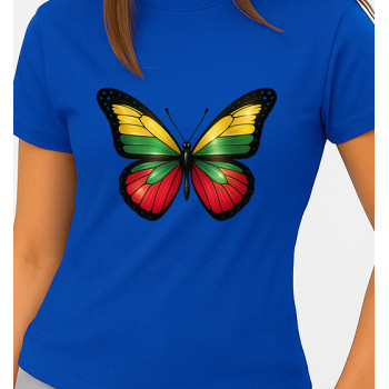 Sieviešu zils T-krekls Butterfly