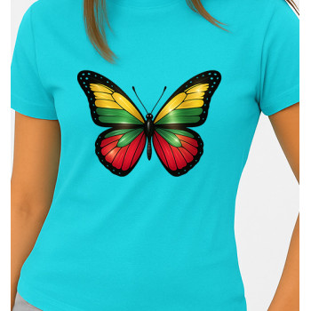 Sieviešu gaiši zils T-krekls Butterfly