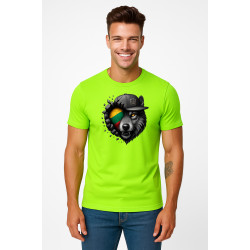 Męska neonowa zielona koszulka Wolf grey