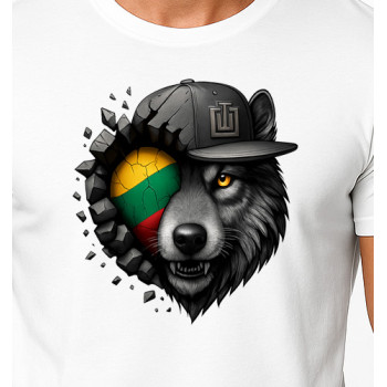 Vīriešu balts T-krekls Wolf grey