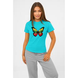 Sieviešu gaiši zils T-krekls Butterfly
