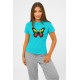 Sieviešu gaiši zils T-krekls Butterfly