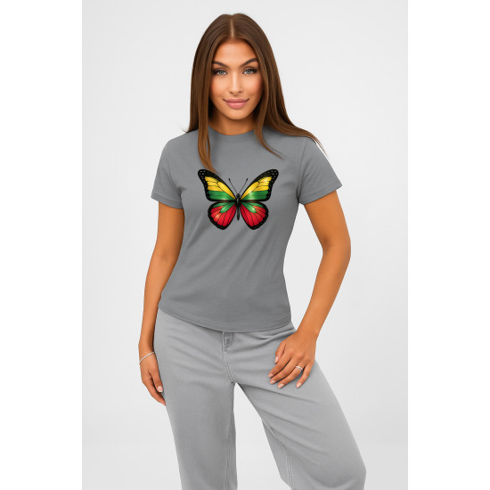 Sieviešu pelēks T-krekls Butterfly PK4025 - Piezīmes sievietēm Sieviešu pelēks T-krekls Butterfly PK4025