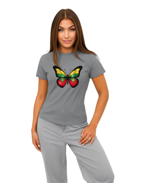 Sieviešu pelēks T-krekls Butterfly
