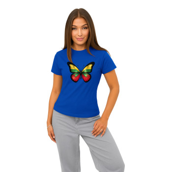 Sieviešu zils T-krekls Butterfly