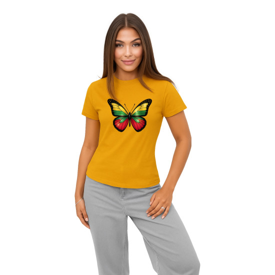 Sieviešu spilgti dzeltens T-krekls Butterfly PK4025 - Piezīmes sievietēm Sieviešu spilgti dzeltens T-krekls Butterfly PK4025