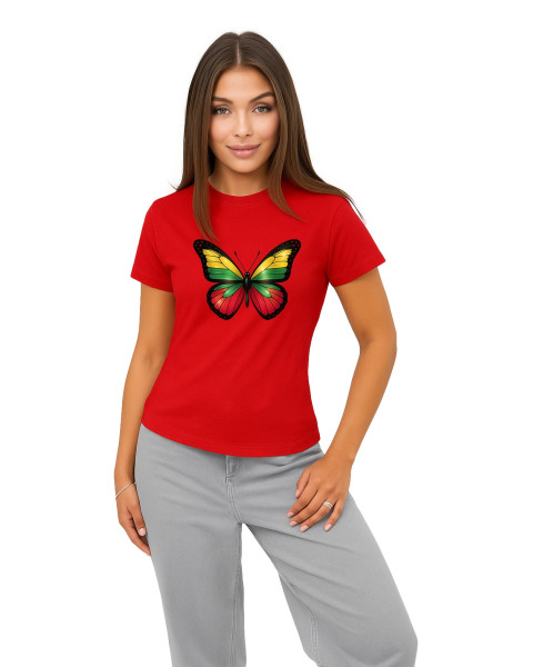 Sieviešu sarkans T-krekls Butterfly
