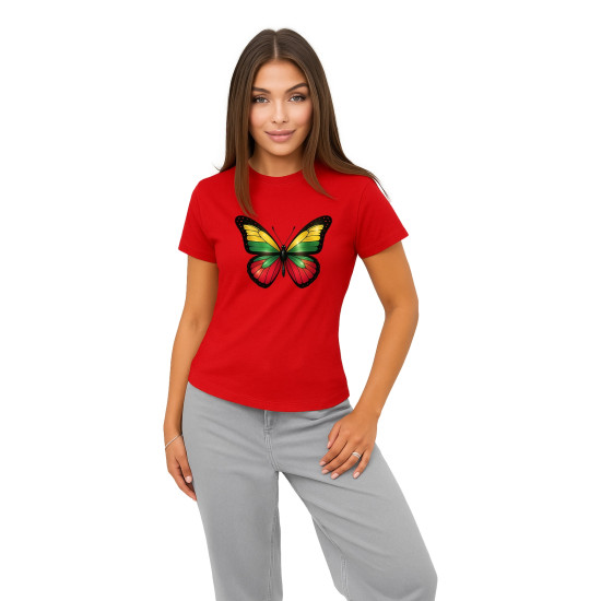 Sieviešu sarkans T-krekls Butterfly PK4025 - Piezīmes sievietēm Sieviešu sarkans T-krekls Butterfly PK4025