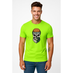 Męska neonowa zielona koszulka Skull and Ball