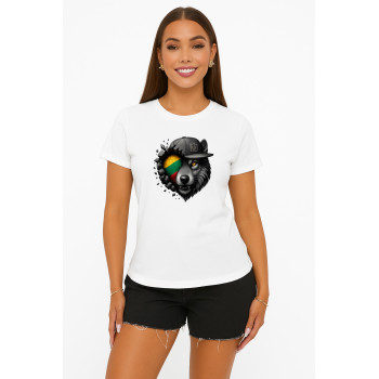 Sieviešu balts T-krekls Wolf grey