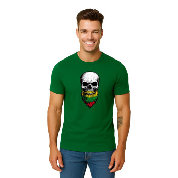 Vīriešu tumši zaļš T-krekls Skull and Beard