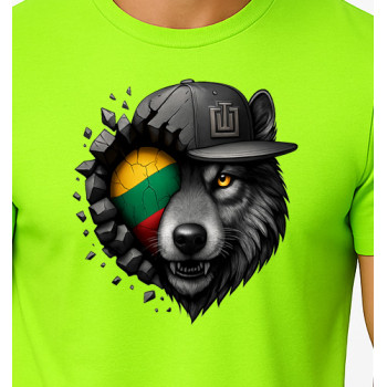 Vīriešu neona zaļš T-krekls Wolf grey