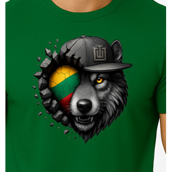 Vīriešu tumši zaļš T-krekls Wolf grey
