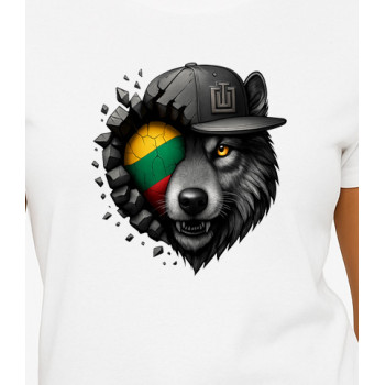 Sieviešu balts T-krekls Wolf grey