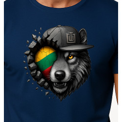 Vīriešu tumši zils T-krekls Wolf grey