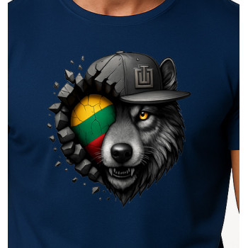 Vīriešu tumši zils T-krekls Wolf grey