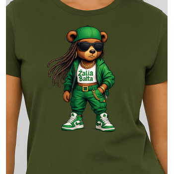 Sieviešu haki krāsas T-krekls Bear