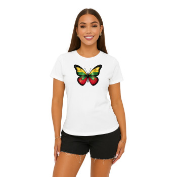 Sieviešu balts T-krekls Butterfly