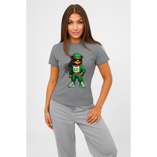 Sieviešu pelēks T-krekls Bear PK4023 - Piezīmes sievietēm Sieviešu pelēks T-krekls Bear PK4023