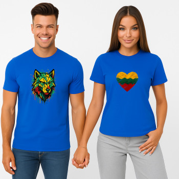 Zils T-kreklu komplekts Heart Geometric Wolf