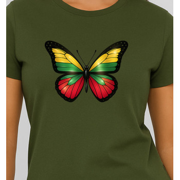 Sieviešu haki T-krekls Butterfly