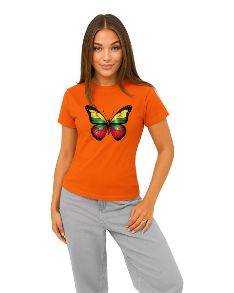 Sieviešu oranžs T-krekls Butterfly