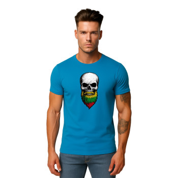 Vīriešu tirkīza T-krekls Skull and Beard