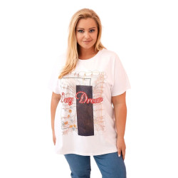 Sieviešu balts T-krekls ar tumši zilu detaļu Day dream Sieviešu balts T-krekls ar tumši zilu detaļu Day dream
