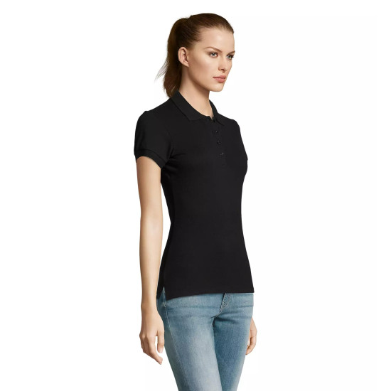 Sieviešu melns polo krekls Passion PK11343 - T-krekls Sieviešu melns polo krekls Passion PK11343