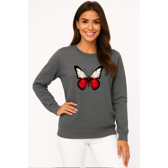 Damski szary sweter Polska motyl PK4032 - Skoczki Damski szary sweter Polska motyl PK4032