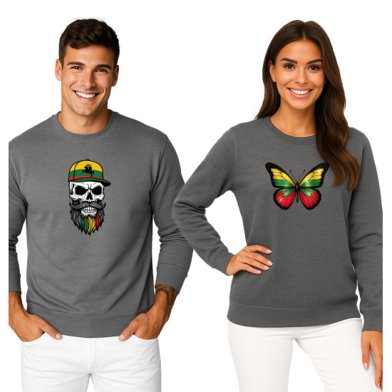 Butterfly-Cowgirl sweatshirt set in grey with a hood PK4014 - Clothing with inscriptions Butterfly-Cowgirl sweatshirt set in grey with a hood PK4014