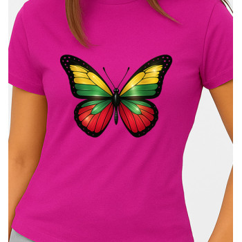 Sieviešu rozā T-krekls Butterfly