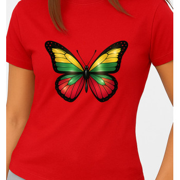 Sieviešu sarkans T-krekls Butterfly