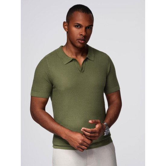 Vīriešu haki krāsas polo krekliņš Austen V1 OM-POSS-0157 - T-krekls Vīriešu haki krāsas polo krekliņš Austen POLO T-krekls