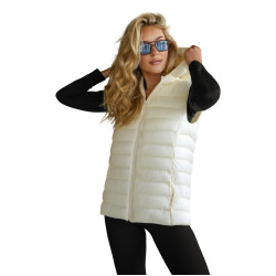 Sieviešu balta jaka ar kapuci Senti Sieviešu balta jaka ar kapuci Senti