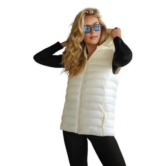 Sieviešu balta jaka ar kapuci Senti Sieviešu vestes