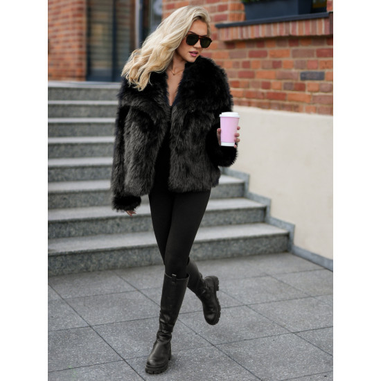 Sieviešu mākslīgās kažokādas melna jaka Sofin Jakas