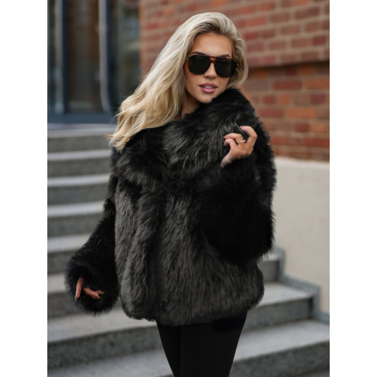 Sieviešu mākslīgās kažokādas melna jaka Sofin Jakas