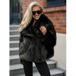Sieviešu mākslīgās kažokādas melna jaka Sofin