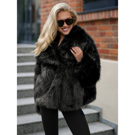 Sieviešu mākslīgās kažokādas melna jaka Sofin Jakas