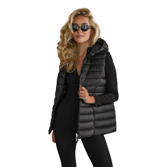 Sieviešu melna jaka ar kapuci Senti Sieviešu vestes