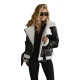 Women's black leather jacket with white fur Elen