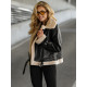 Sieviešu melna ādas jaka ar kažokādu Elen Sieviešu jakas